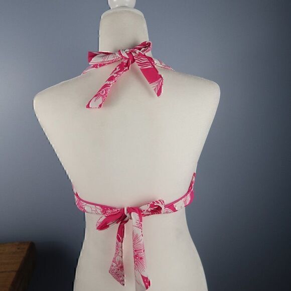 LEILANI PINK FLORAL PADDED HALTER BIKINI SWIM TOP SIZE XL - Picture 8 of 8